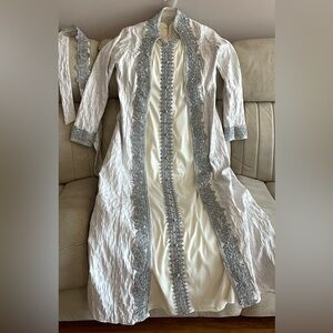 Elegant White and Silver kaftan